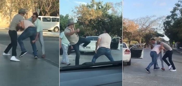 (VIDEO) "Montoneros": dos sujetos agreden a otro por un accidente en Mérida