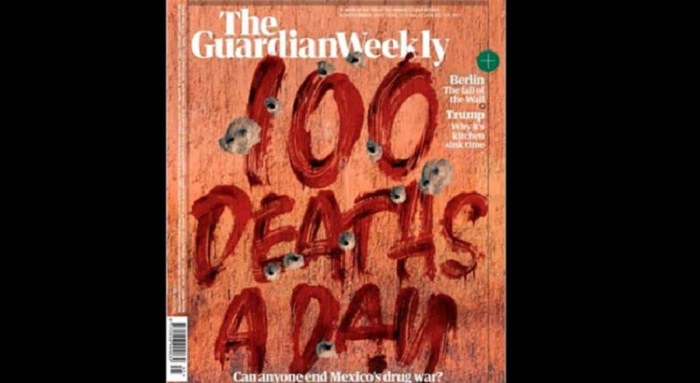 "100 muertes por día", portada de "The Guardian" sobre violencia en México