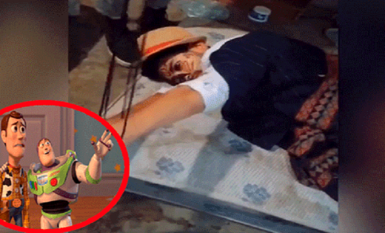 [VIDEO] Ebrio se quedó dormido en una fiesta y fue víctima de cruel broma