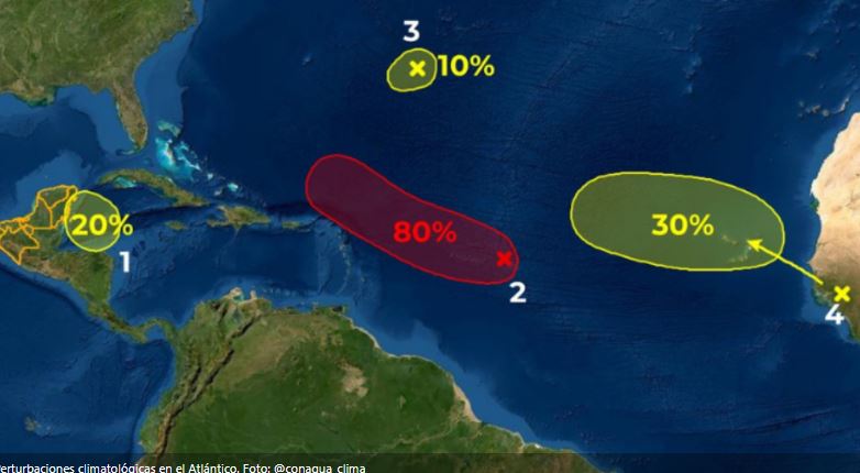 Acechan cuatro posibles ciclones en el Atlántico