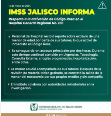 Hallan a niña que acompañó a su abuelo al IMSS ¡Fue al baño y desapareció!