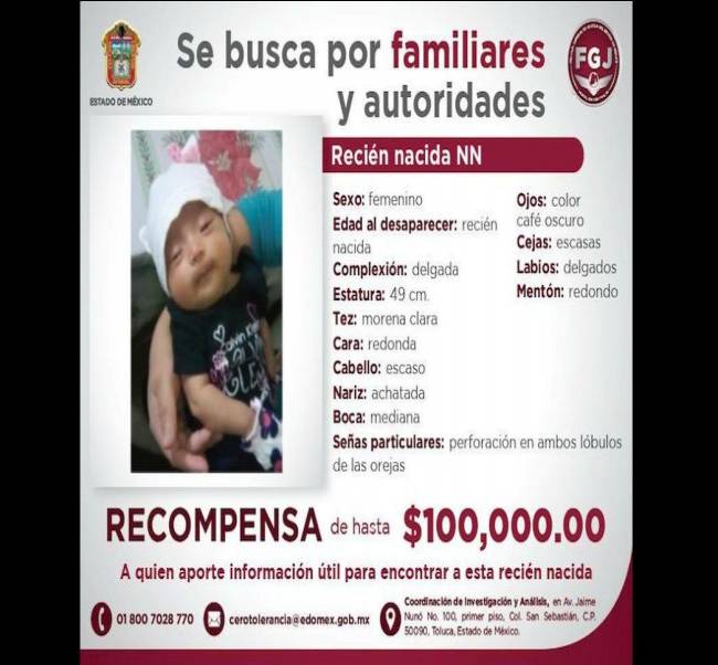 Secuestran a recién nacida en el Registro Civil de Naucalpan