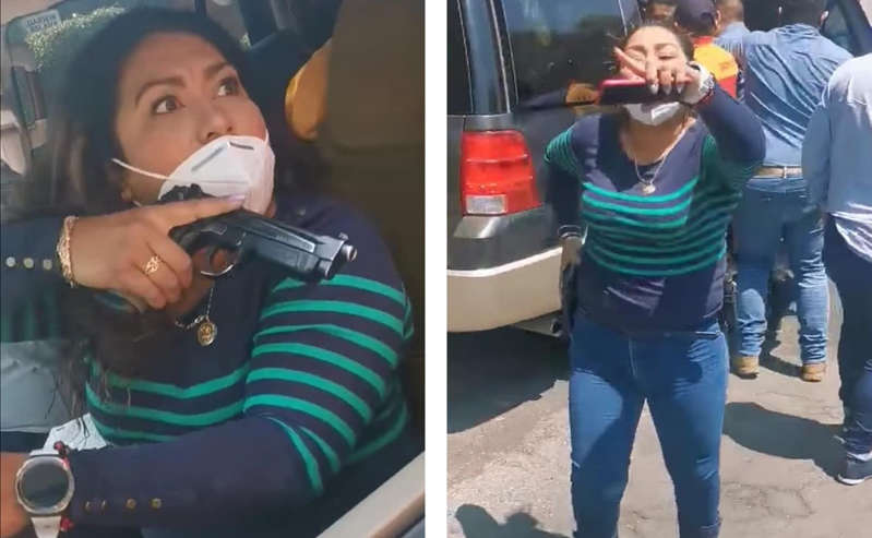 (VÍDEO) 'Lady Pistola': Supuesta policía amenaza con arma a madre de un detenido