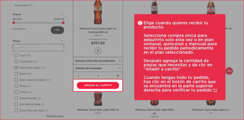 Coca Cola lanza servicio a domicilio vía internet sin compra mínima