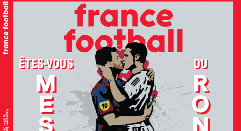Messi y Ronaldo se besan en la portada de France Football