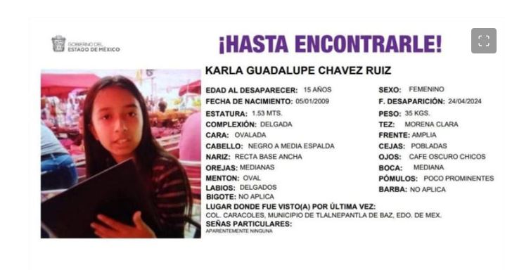 Hallan el cuerpo de Karla, de 15 años, reportada como desaparecida en Tlalnepantla