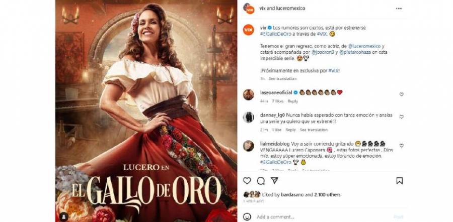 Lucero revela la primera foto de El Gallo de Oro, serie que la traerá de vuelta a la pantalla