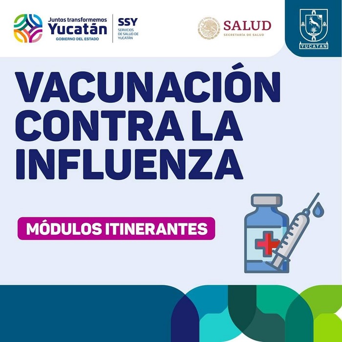 ¿Dónde se ubican los módulos de vacunación contra la influenza en Mérida?