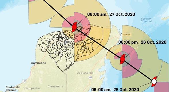 Cambia de trayectoria "Z" y podría adentrarse poco más hacia Yucatán