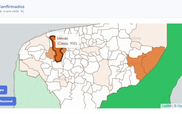 Publican mapa de Yucatán que muestra en qué municipios hay enfermos de Covid-19