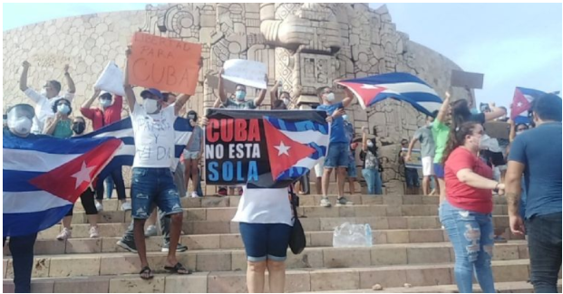 (VIDEO) Cubanos se protestan en Mérida por crisis en la Isla