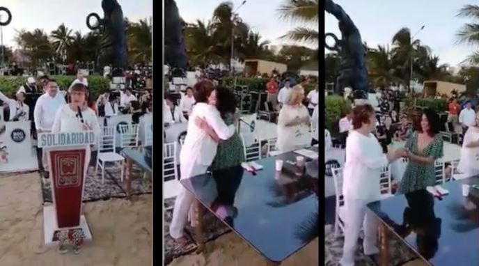 (VIDEO) En acto público, alcaldesa morenista de Solidaridad pide matrimonio a su novia