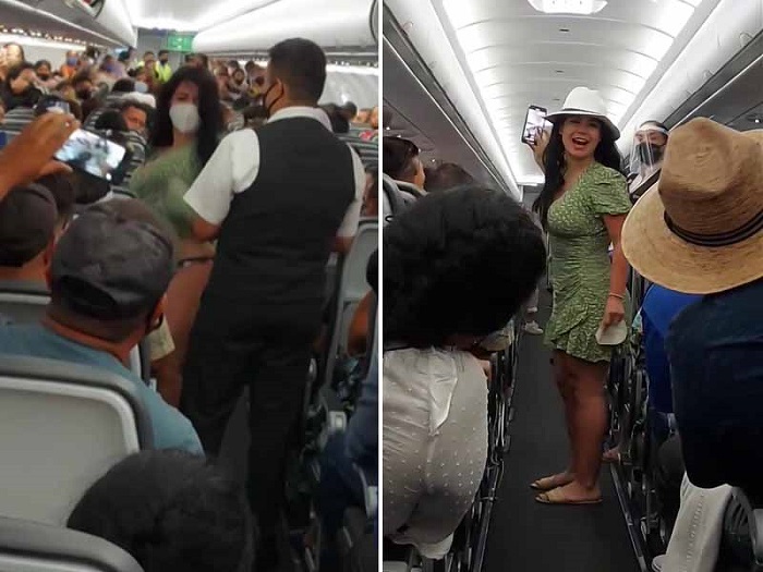 Bajan a mujer ebria de un avión en Cancún y la bautizan como #LadyCovid