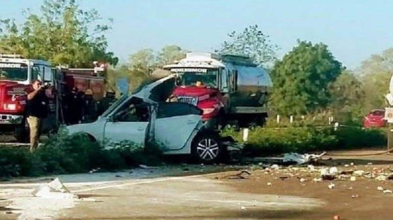Yucatán: Pipa de Gas LP se estrella contra tráiler y 5 vehículos en Baca