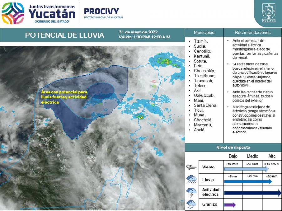 Lluvias intensas para Yucatán en las próximas horas