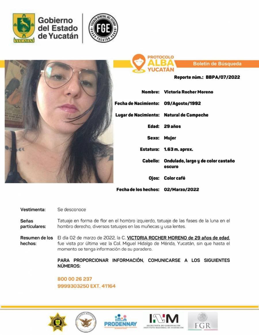 Piden ayuda para localizar a joven de 29 años reportada como extraviada en Mérida