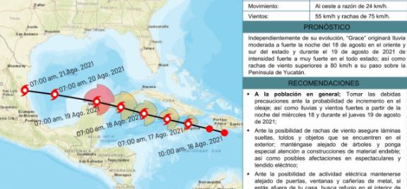 Pronostican fuertes lluvias en Yucatán por tormenta tropical Grace