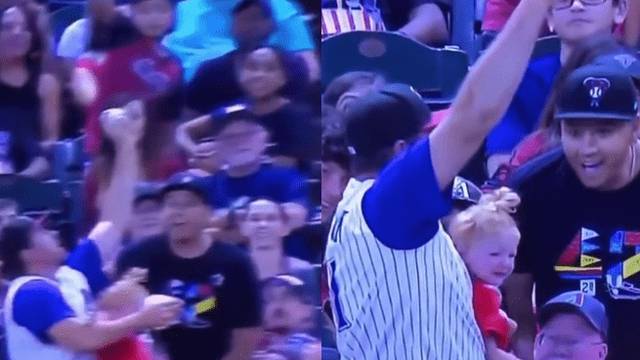 (VIDEO) Atrapa pelota de béisbol mientras sostiene a su bebé y su cerveza