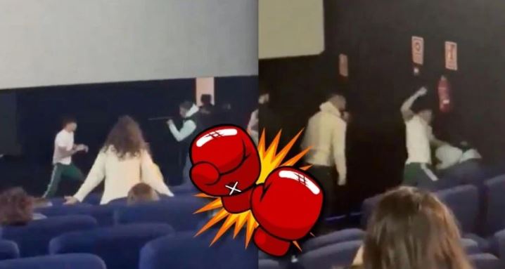 (VIDEO) Hombre agrede a su pareja en un cine y boxeador le da una golpiza