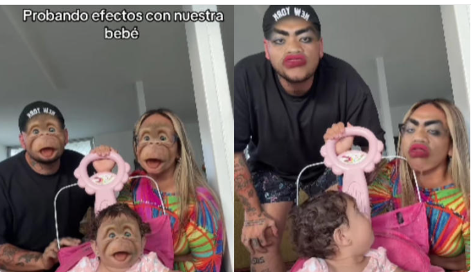 Padres prueban filtros con su hija y terminan atacados de risa