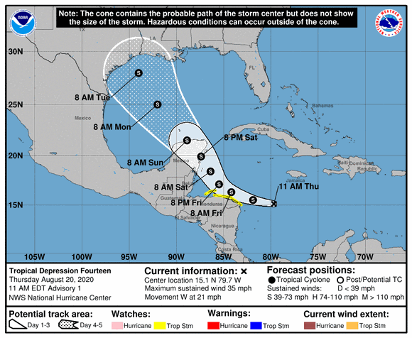 Se forma la depresión tropical 14 y con rumbo a Yucatán