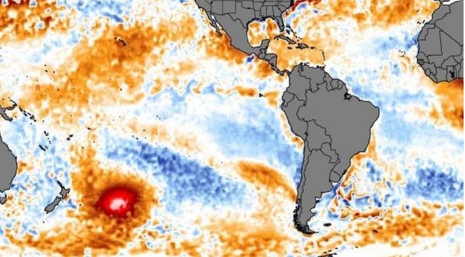 Aparece "mancha caliente" en el Pacífico y va hacia Sudamérica