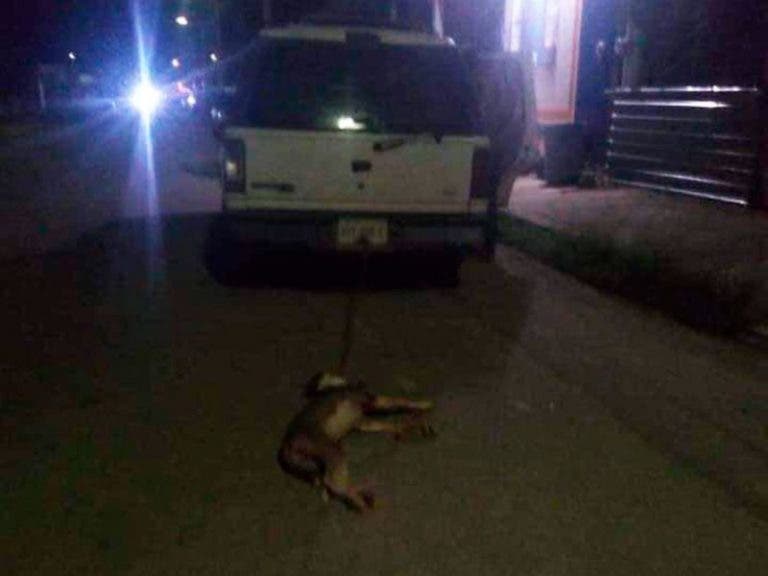 Sujeto arrastra a su mascota en calles de Chetumal