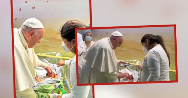 (VÍDEO) Estando internado en el hospital Papa Francisco acepta bautizar a bebé