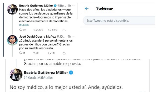 Gutiérrez Müller borra el tuit "No soy médico" luego que se hizo tendencia