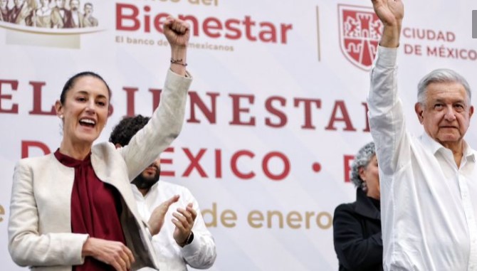 Sheinbaum y AMLO hacen evento masivo para inaugurar un Banco en Edomex