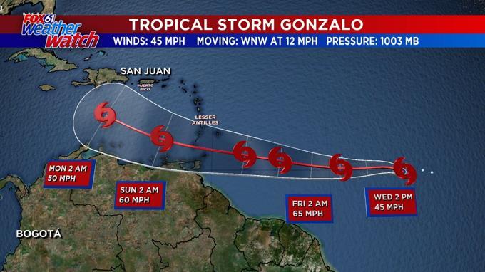 Surgela tormenta tropical “Gonzalo” y se dirige hacia el Caribe