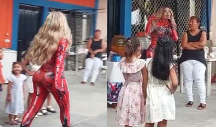 Sensual animadora de fiesta infantil es regañada por una esposa celosa