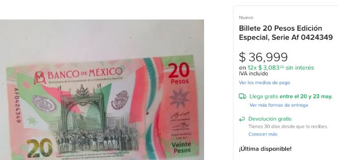 Billete de $20 cotizado en $37,000 en Internet sólo por tener esta letra