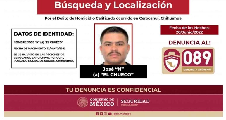 Chihuahua: Ofrecen 5 mdp de recompensa por el “Chueco”, asesino de los sacerdotes