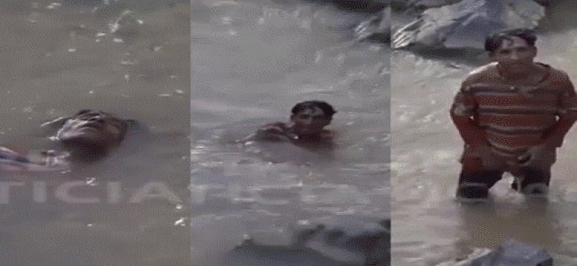 (VIDEO) Se duerme en un río y reportero lo confunde con un cadáver… estaba ebrio