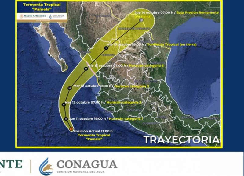 Conagua: 'Pamela' tocará tierra en Sinaloa como huracán