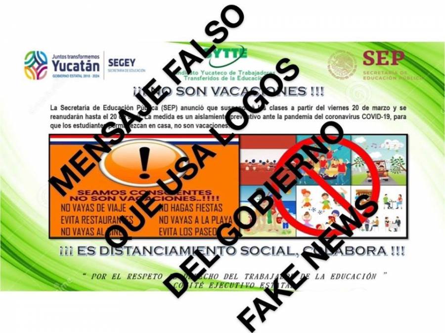 Advierte Educación de Yucatán sobre “fake News” en redes sobre Covid19