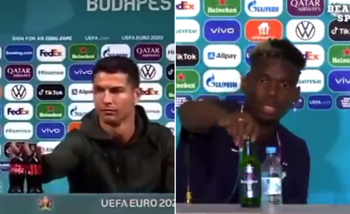 (VIDEO) Paul Pogba imita a Cristiano Ronaldo al retirar una cerveza
