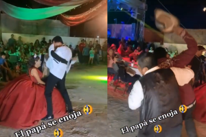 VIDEO:Padre se pone celoso del baile de chambelanes de su hija