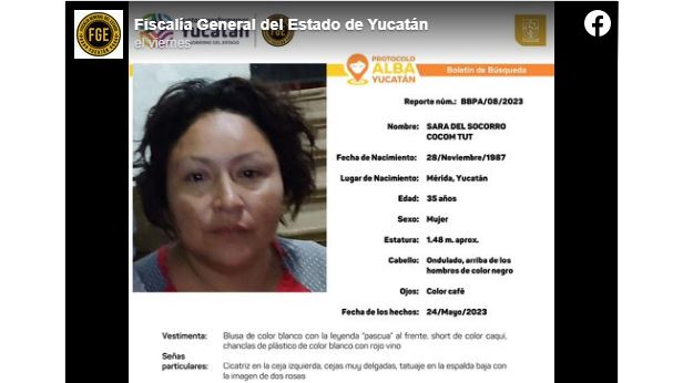 Piden apoyo para localizar a Sara del Socorro Cocom Tun, de 35 años