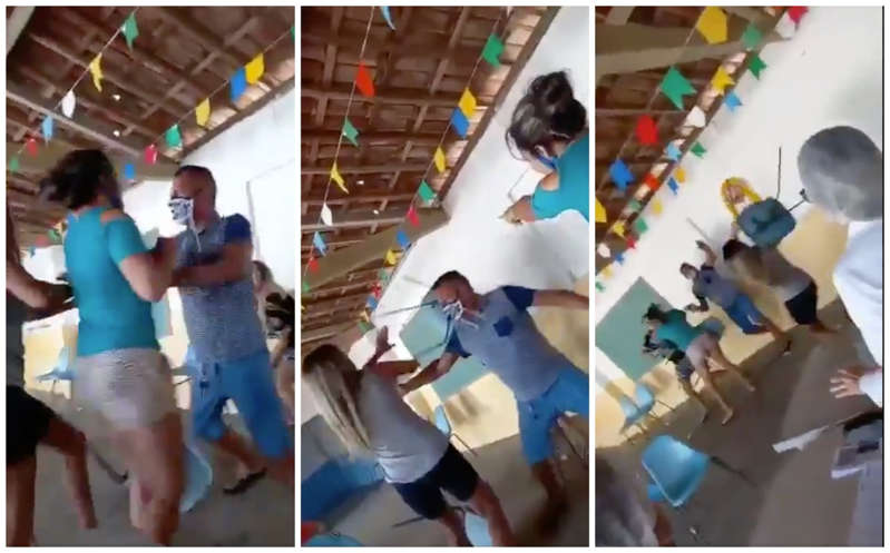 (VÍDEO) Brasil: Hombre va con a su amante a vacunarse; lo ve la esposa y se arma "la gorda"