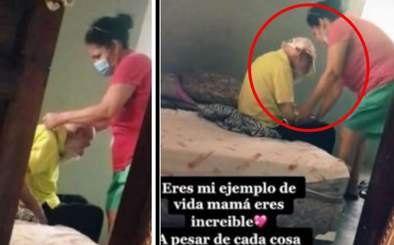 Mujer se hace viral por cuidar a su ex suegro de 98 años; su esposo la engañó y abandonó