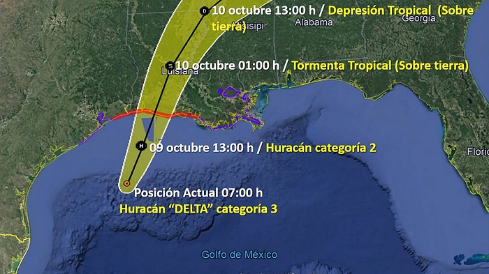 ‘Delta’ impactará hoy a Louisiana como categoría 3