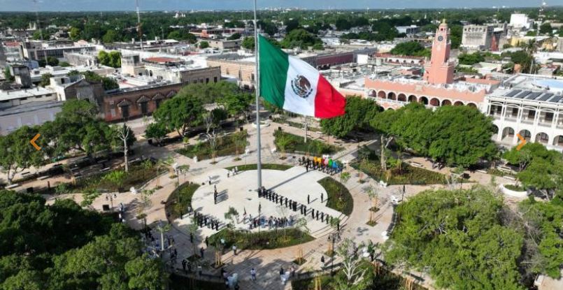 Inauguran la rehabilitación de la Plaza Grande de Mérida; así quedó