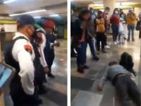 Policía 'noquea' a usuario del Metro por no traer cubrebocas