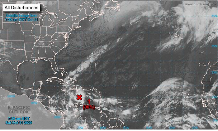 Baja presión en el Caribe llega a 90% de probabilidad para desarrollo ciclónico