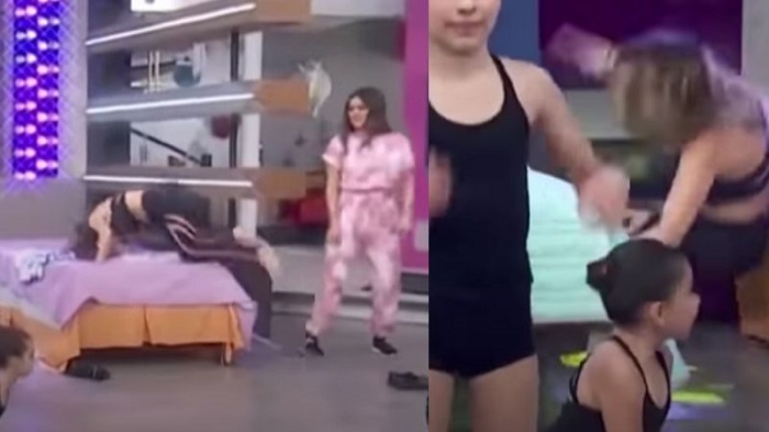 (VIDEO) Andrea Escalona se cae del foro de 'Hoy' y se da tremendo golpazo