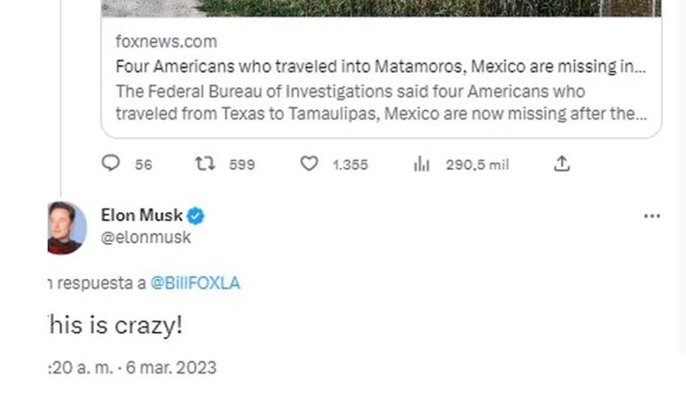 "Esto es de locos": Dice Elon Musk tras secuestro de 4 estadounidenses en Matamoros