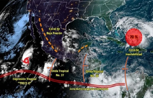 Lluvias intensas en Nayarit, Jalisco, Colima, Michoacán, Oaxaca, Chiapas y Veracruz