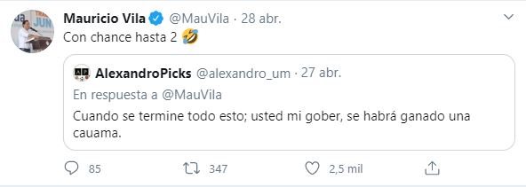 Mauricio Vila responde con buen humor a peticiones de usuarios en Twitter